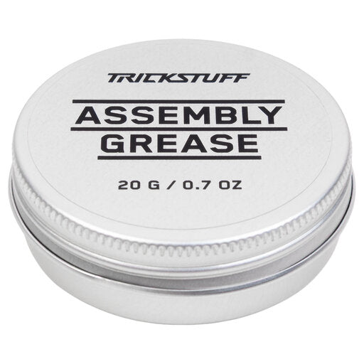 Trickstuff Assembly Grease in a silver tin labelled 20g.