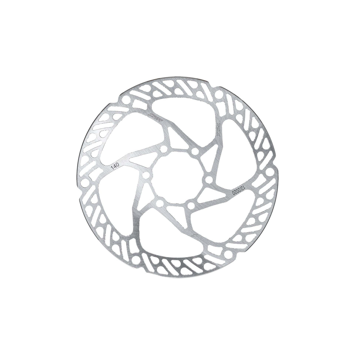 Trickstuff Dächle Ultralight 140mm six-bolt brake rotor, shown face-on with the diameter marking visible.