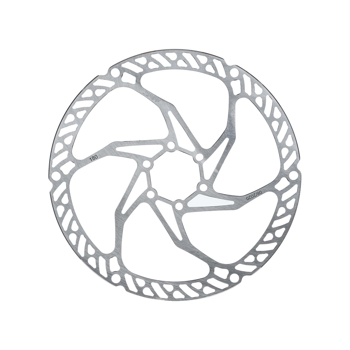 Trickstuff Dächle Ultralight 180mm six-bolt brake rotor, shown face-on with the diameter marking visible.