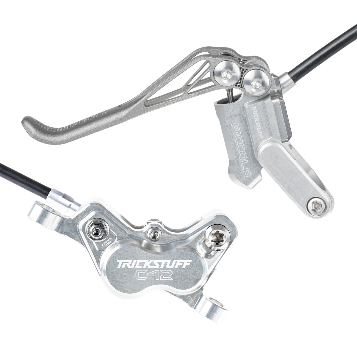 Trickstuff Piccola HD Titanium lever and C42 caliper, silver body / silver cap.
