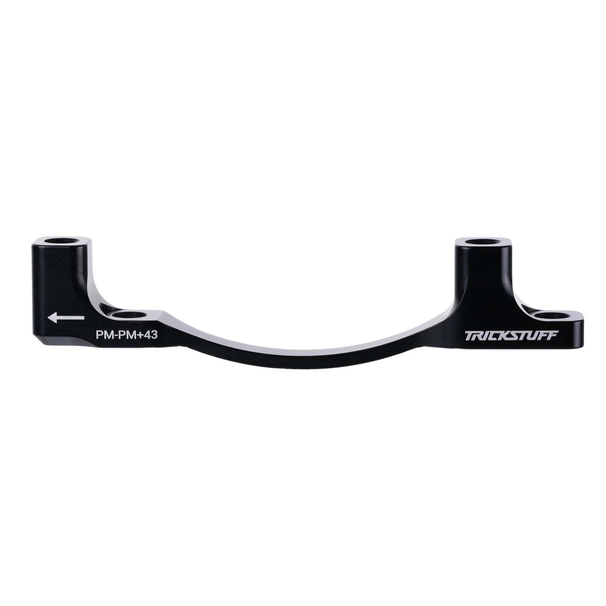 Black Trickstuff +43mm post-mount brake adaptor, shown without mounting hardware.