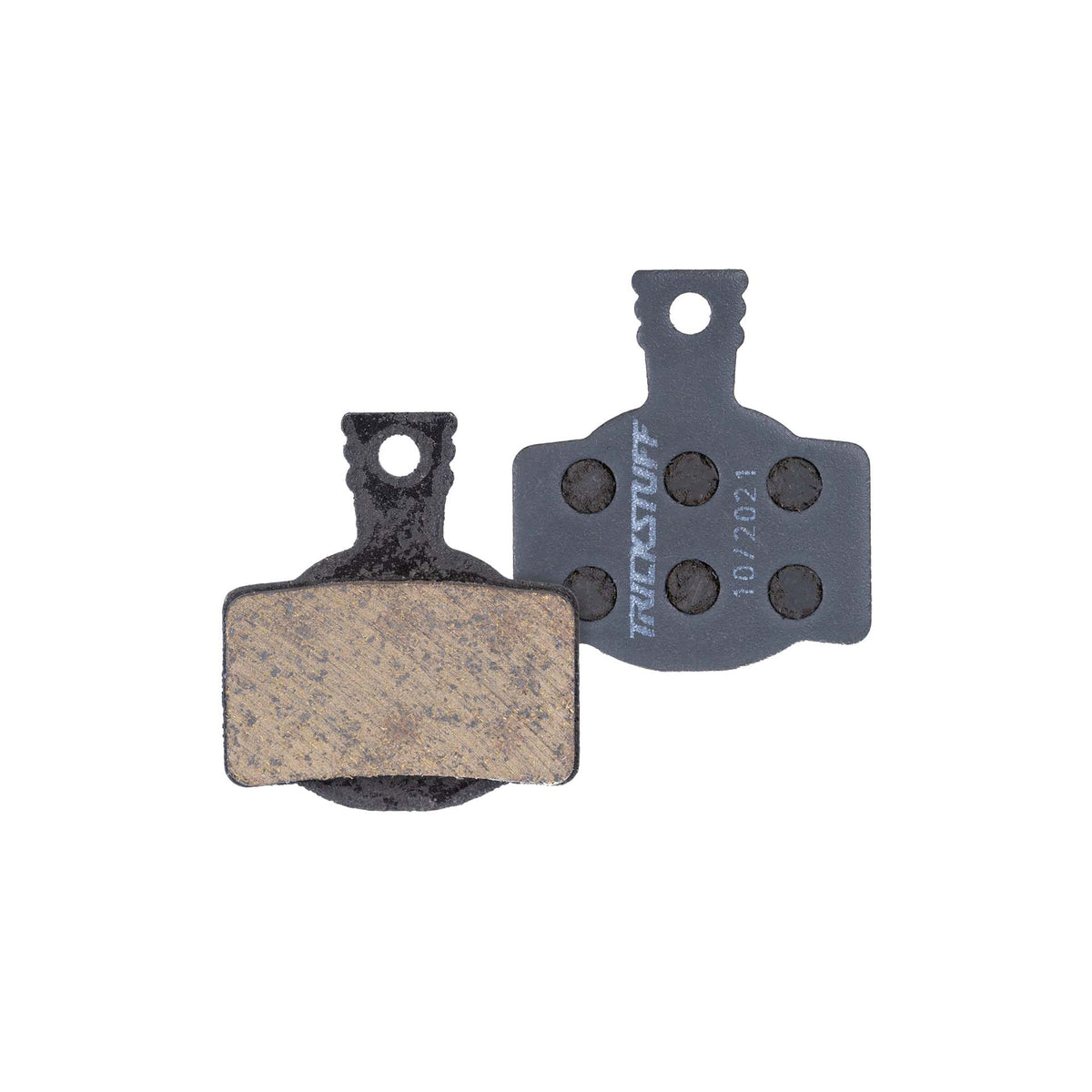 Trickstuff Standard 160 brake pads, showing friction and backing faces.