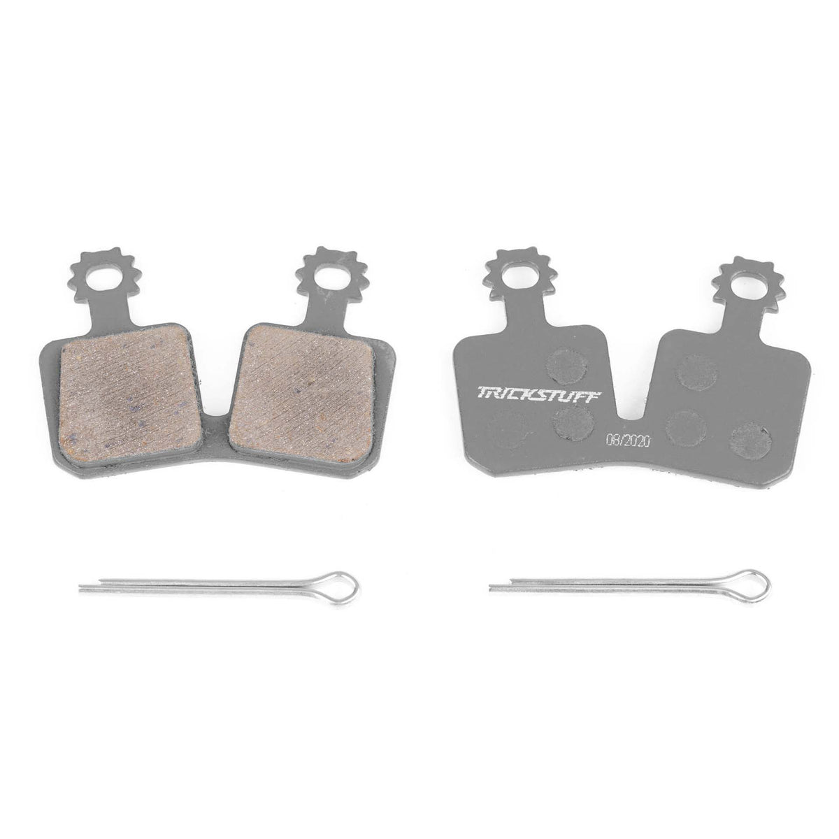 Trickstuff Standard 170 brake pads, showing front and back views with split retaining pins.